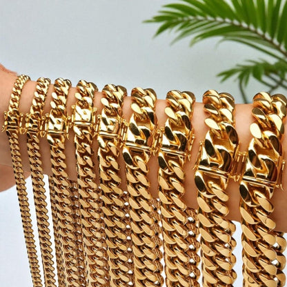 CHAINE HOMME MAILLONS CUBAINS DORÉ PRESENTATION GRANDEUR