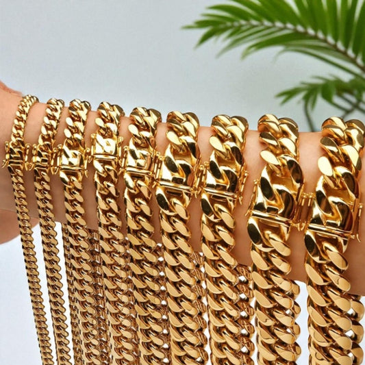 CHAINE HOMME MAILLONS CUBAINS DORÉ PRESENTATION GRANDEUR