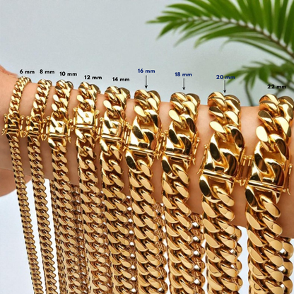 CHAINE HOMME MAILLONS CUBAINS DORÉ PRESENTATION GRANDEUR IDENTIFIÉ