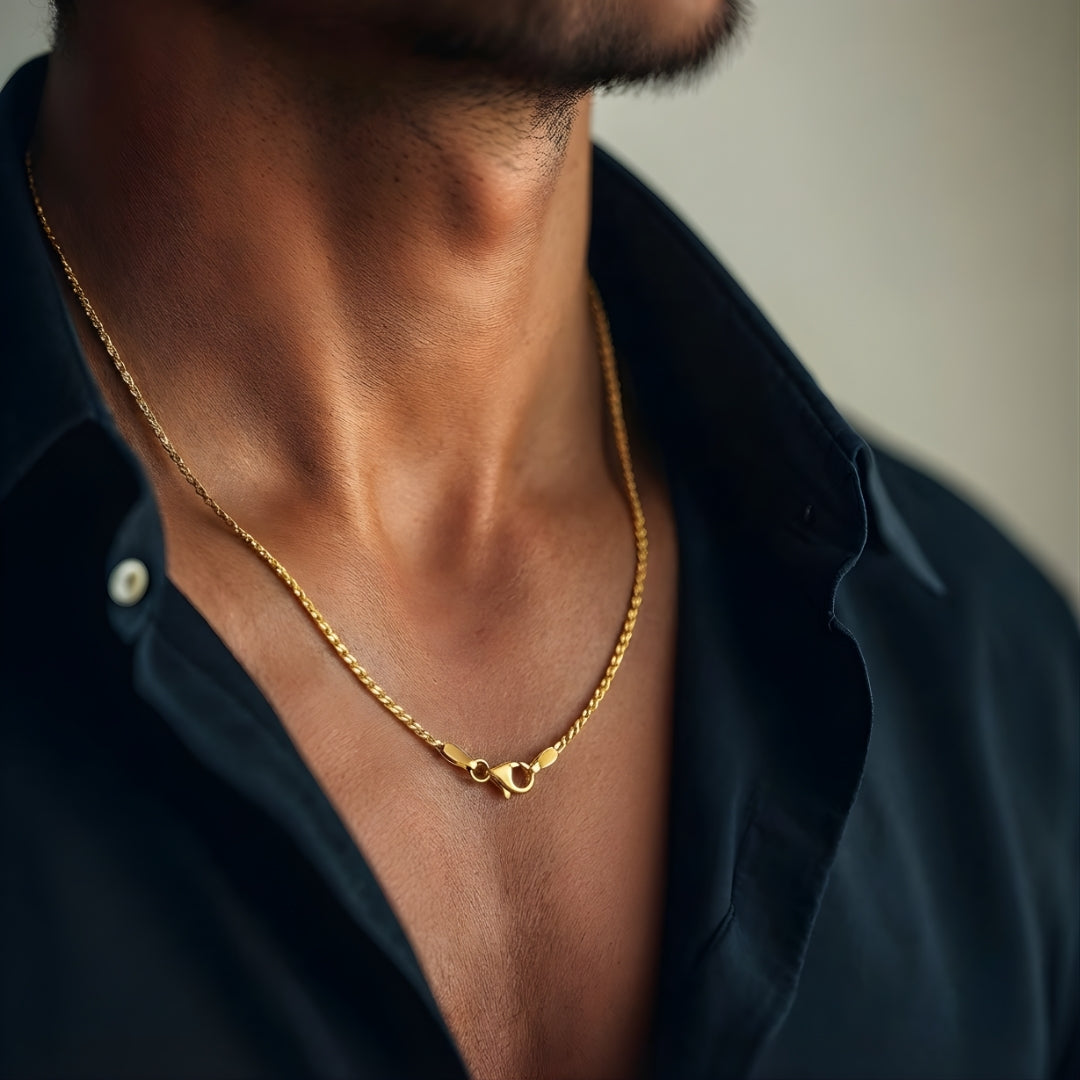 CHAINE HOMME SINGAPOUR DORÉ COU CHEMISE FONCE 