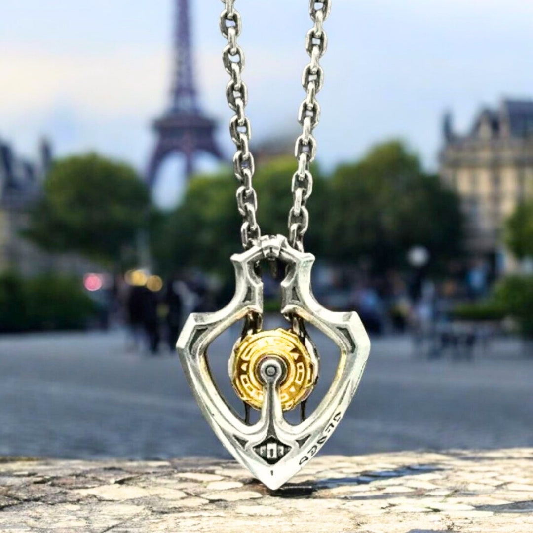 COLLIER-HOMME-PENDENTIF-ROTATIF-or-chaine-PAris