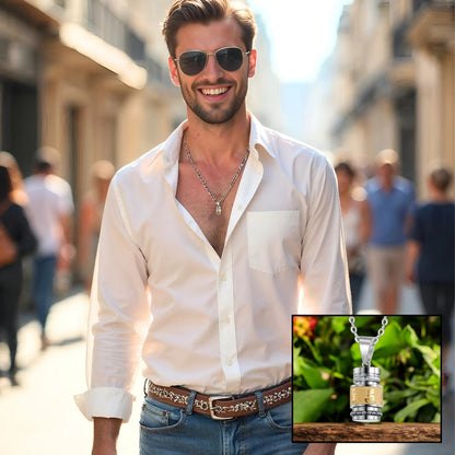 COLLIER-HOMME-PENDENTIF-urne-contenant-porte-pillules-argent-or-rue-Paris-chemise