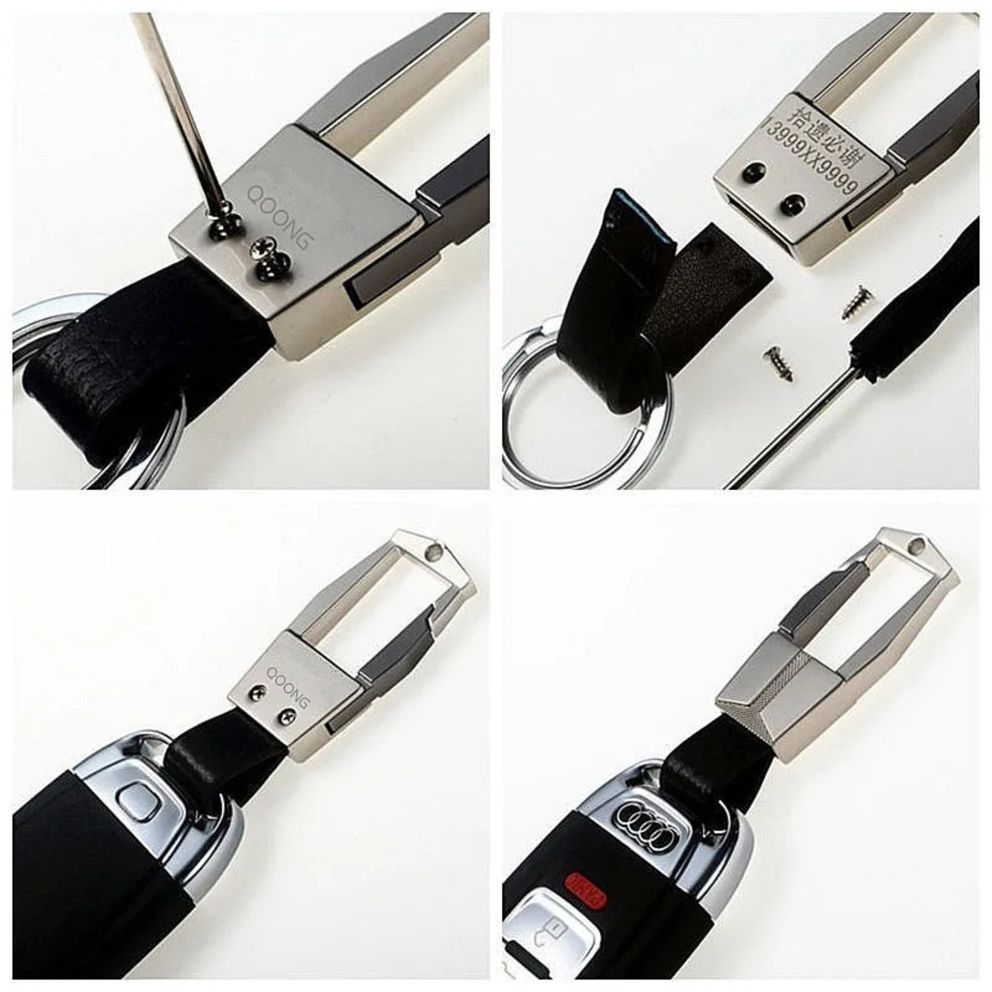 Caractéristiques porte-clé mousqueton bimatière cuir et zinc - dimensions et matériaux mmihommesmodernes.com