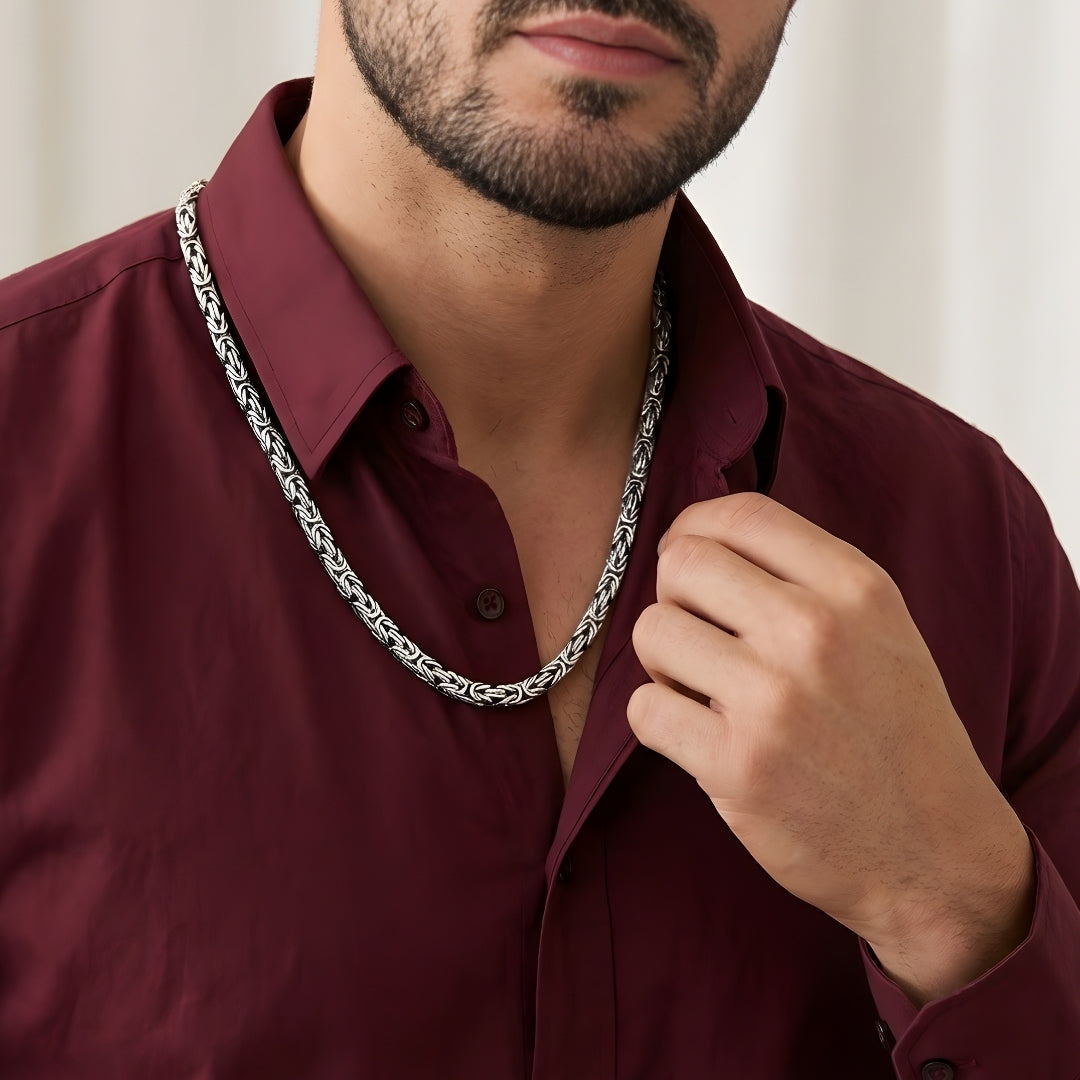 Chaîne Homme Signe Dollar ou Trombone variante argent grosse 