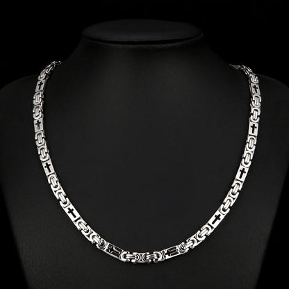 Chaine homme BYZANTINE CROIX argent presentation noir