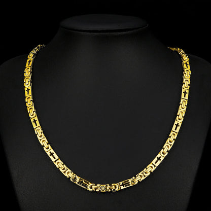 Chaine homme BYZANTINE CROIX or presentation noir