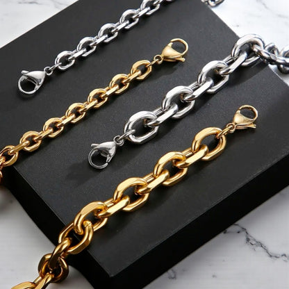 Chaine homme CHAINY LINK 6 mm argent doré table marbre plantes comparaison 6 mm 10 mm block noir