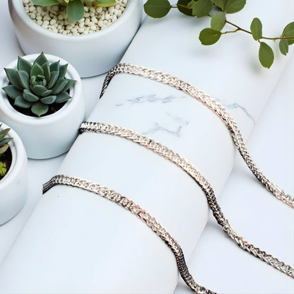 Chaine homme, Collier à anneaux serres argent marbre plantes 3.5 mm