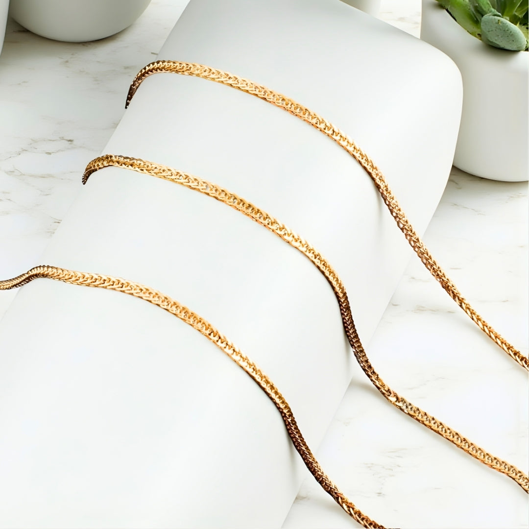 Chaine homme, Collier à anneaux serres dore marbre plantes 2.5 mm