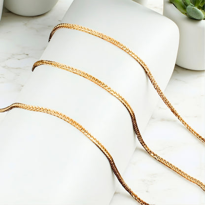 Chaine homme, Collier à anneaux serres dore marbre plantes 2.5 mm