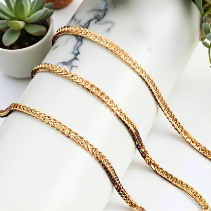 Chaine homme, Collier à anneaux serres dore marbre plantes 3.5 mm