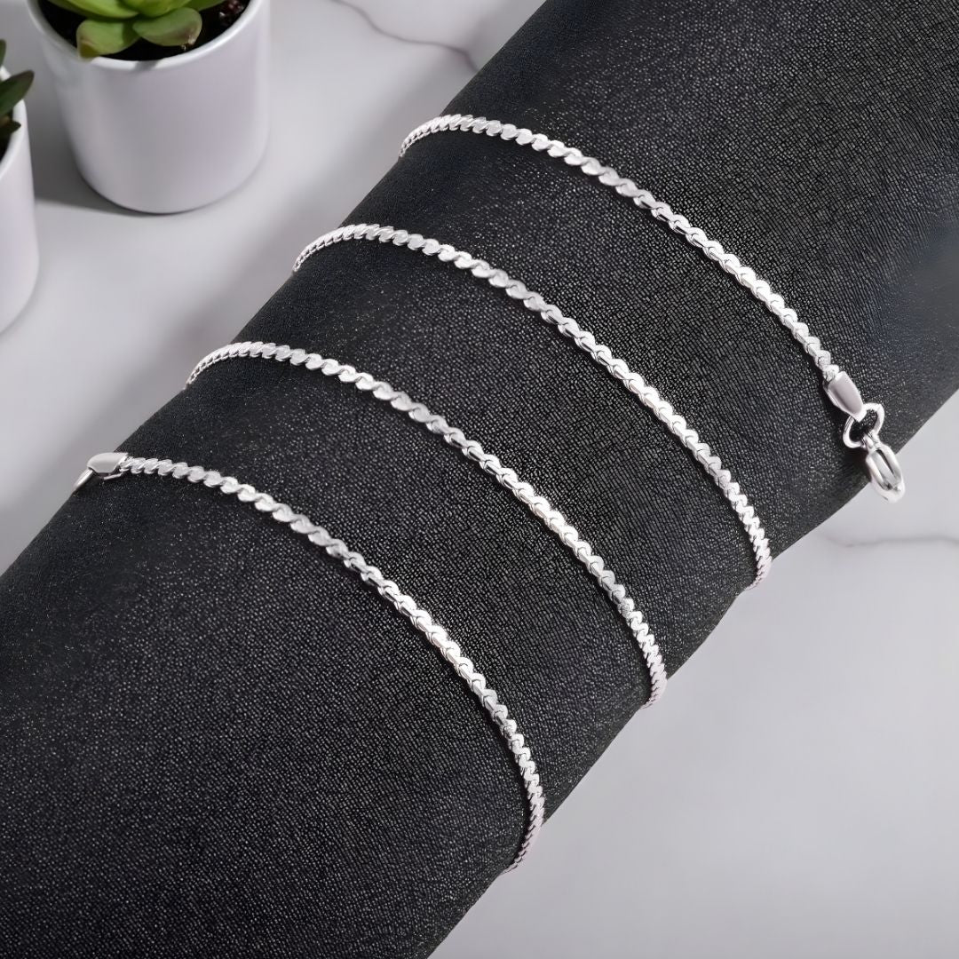 Chaine homme Collier fin 1,5 mm en S argent enroulee