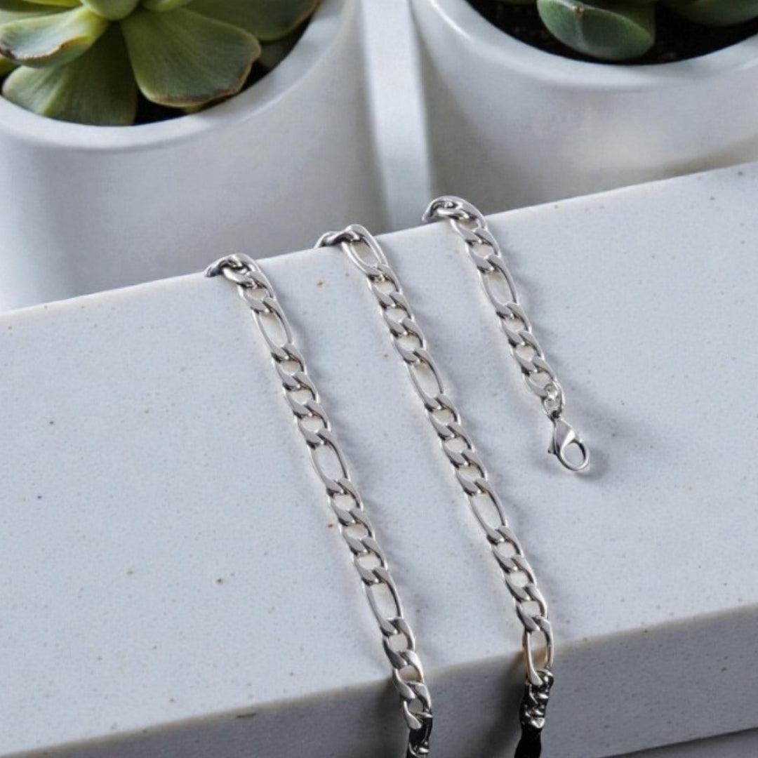 Chaine homme Figaro argent plantes