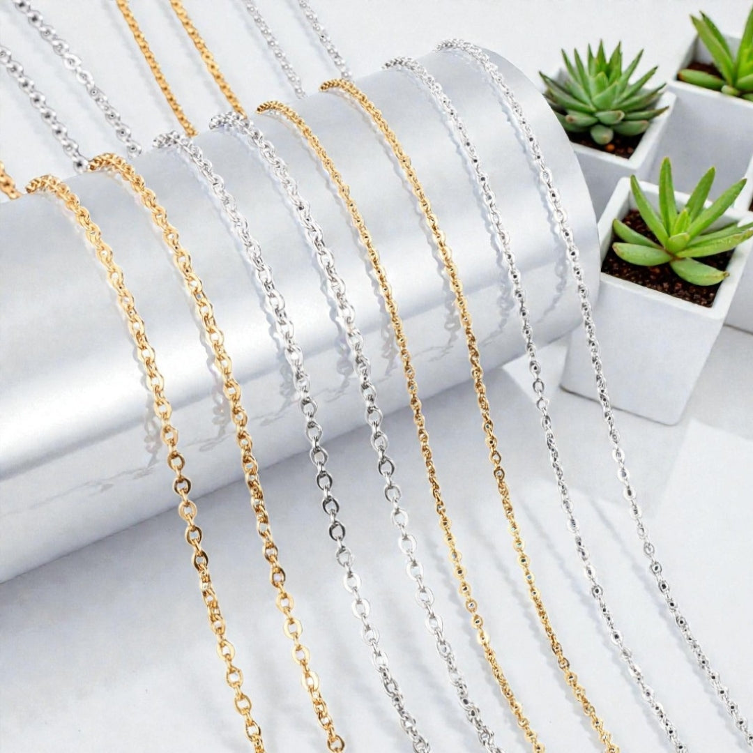 Chaine homme Forçat maillons ovales unis dimensions cylindre plantes
