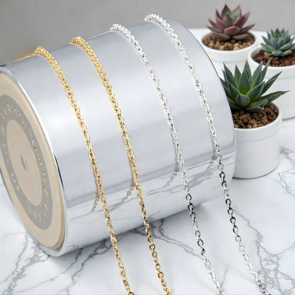 Chaine homme Forçat maillons ovales unis dore argent marbre plantes