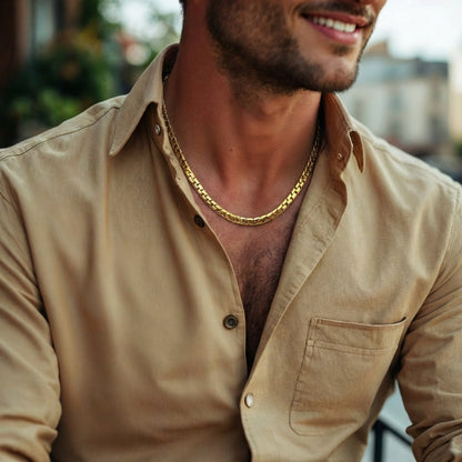 Chaine_homme_Venitienne_Carree_Box_Chain_dore_chemise_mode