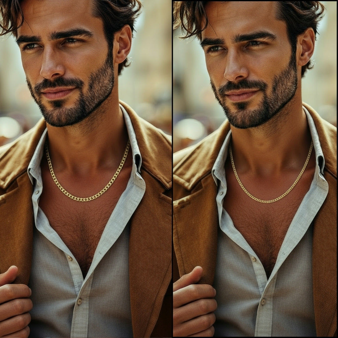 Chaine homme collier Cubain dore homme elegant
