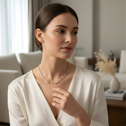 Chaine homme, collier ras-de-cou à maillons irréguliers femme