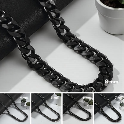 Chaine homme epaisse et serree cubaine, maille gourmette noire epaisseur  