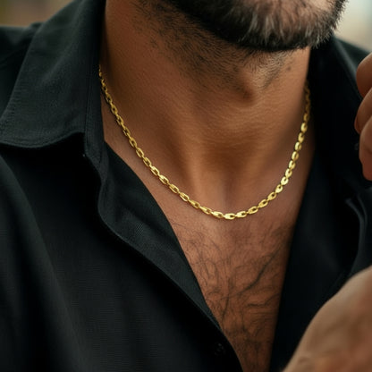 Chaine homme fine en fer cheval doré homme barbe cou