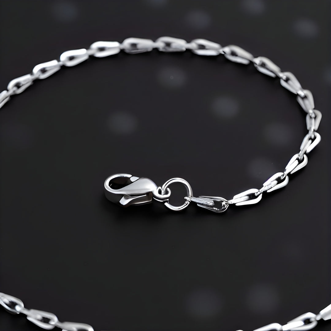 Chaine homme fine en fer cheval presentation variante argente