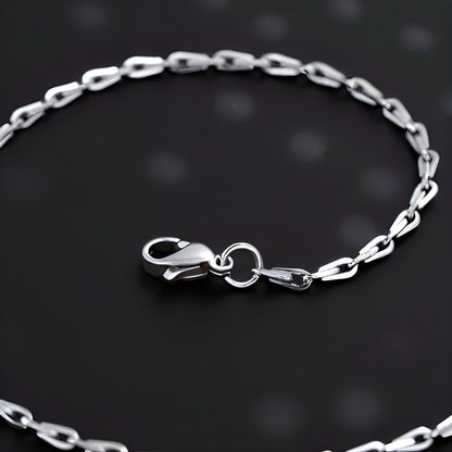 Chaine homme fine en fer cheval presentation variante argente