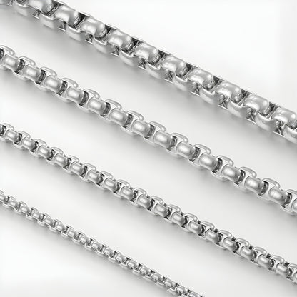 Chaine homme maille Rolo variante argent presentation maillons ronds dimensions 