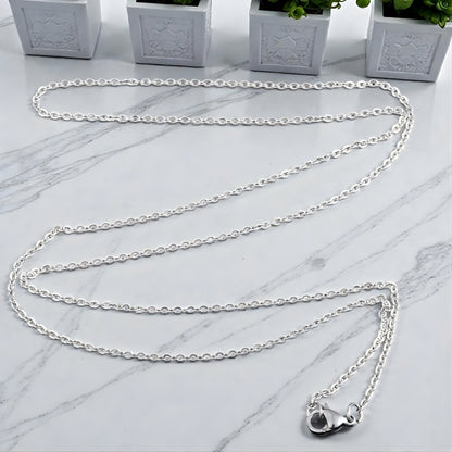 Chaine homme à maillons en O, style rolo variante argentee 1.5 mm
