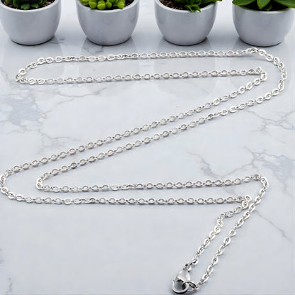 Chaine homme à maillons en O, style rolo variante argentee 2 mm