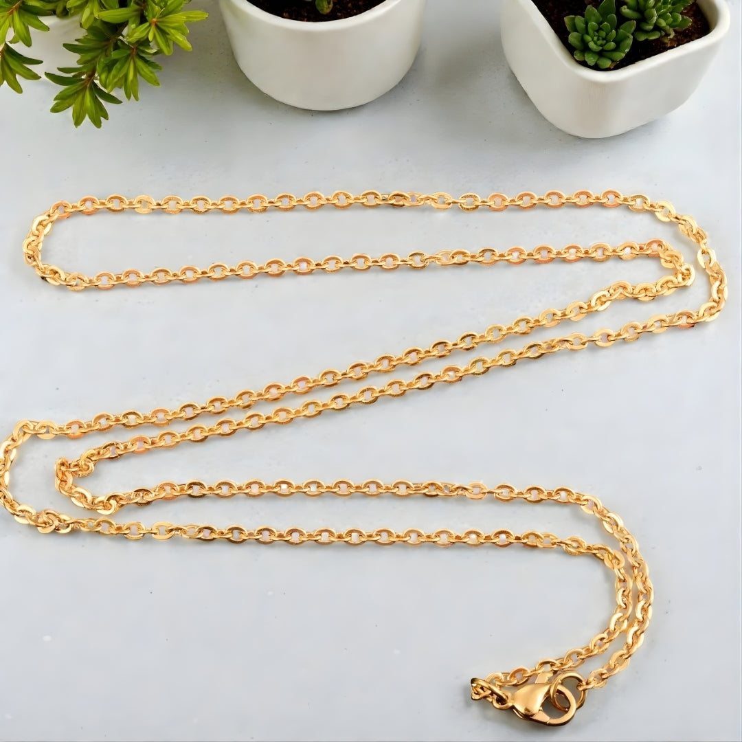 Chaine homme à maillons en O, style rolo variante doree 2.4 mm