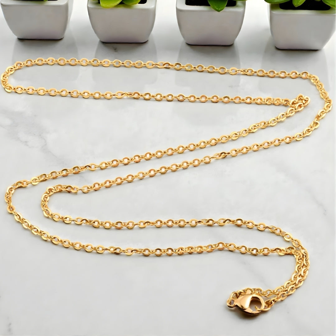 Chaine homme à maillons en O, style rolo variante doree 2 mm