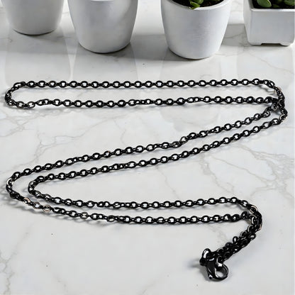 Chaine homme à maillons en O, style rolo variante noire 2.4 mm