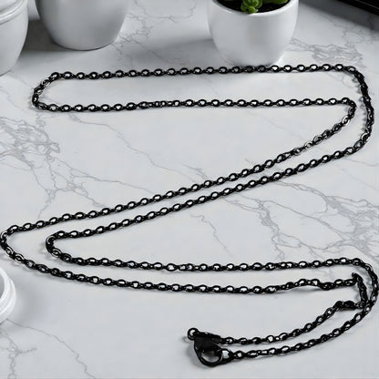 Chaine homme à maillons en O, style rolo variante noire 2 mm