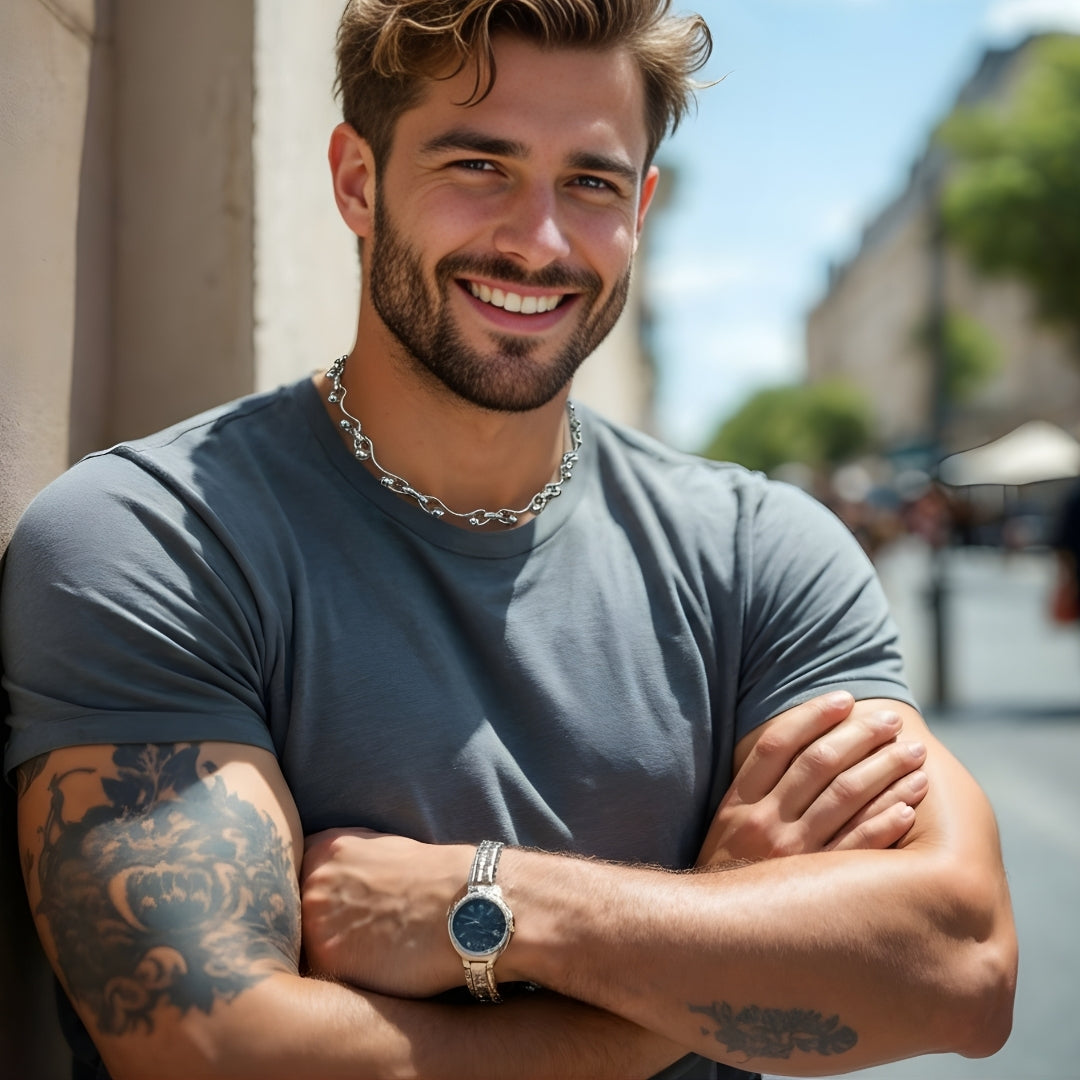 Chaine homme ondulees bille vague homme muscle t shirt mode rue