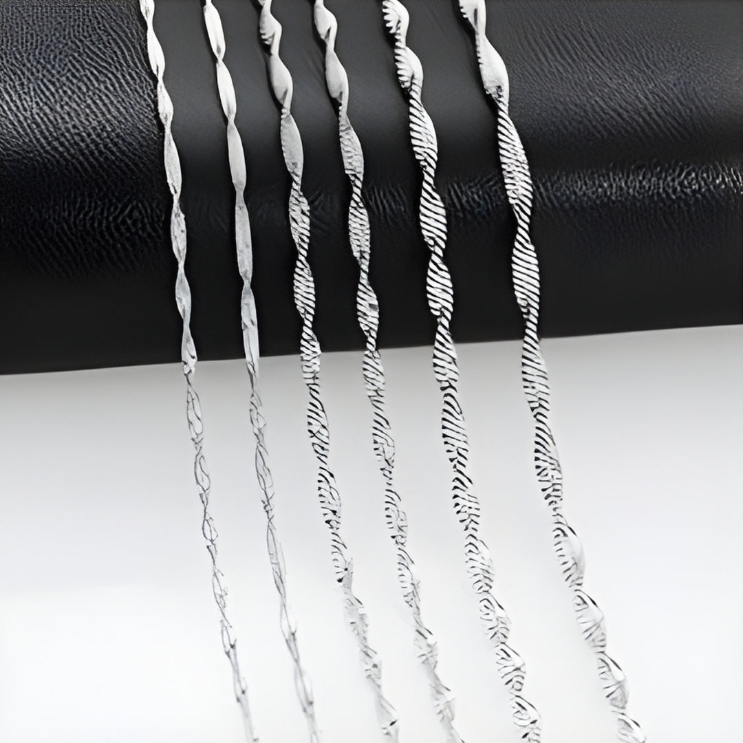 Chaine homme plate torsadee variante argent
