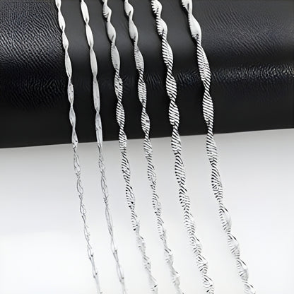 Chaine homme plate torsadee variante argent