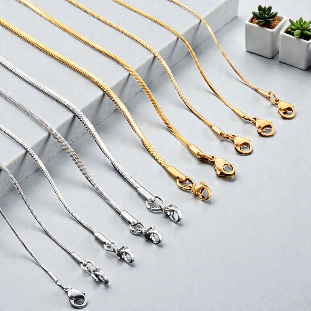 Chaine homme serpent carrée dore argent dimensions fermoirs