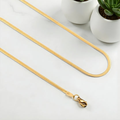 Chaine homme serpent plate variante doré 