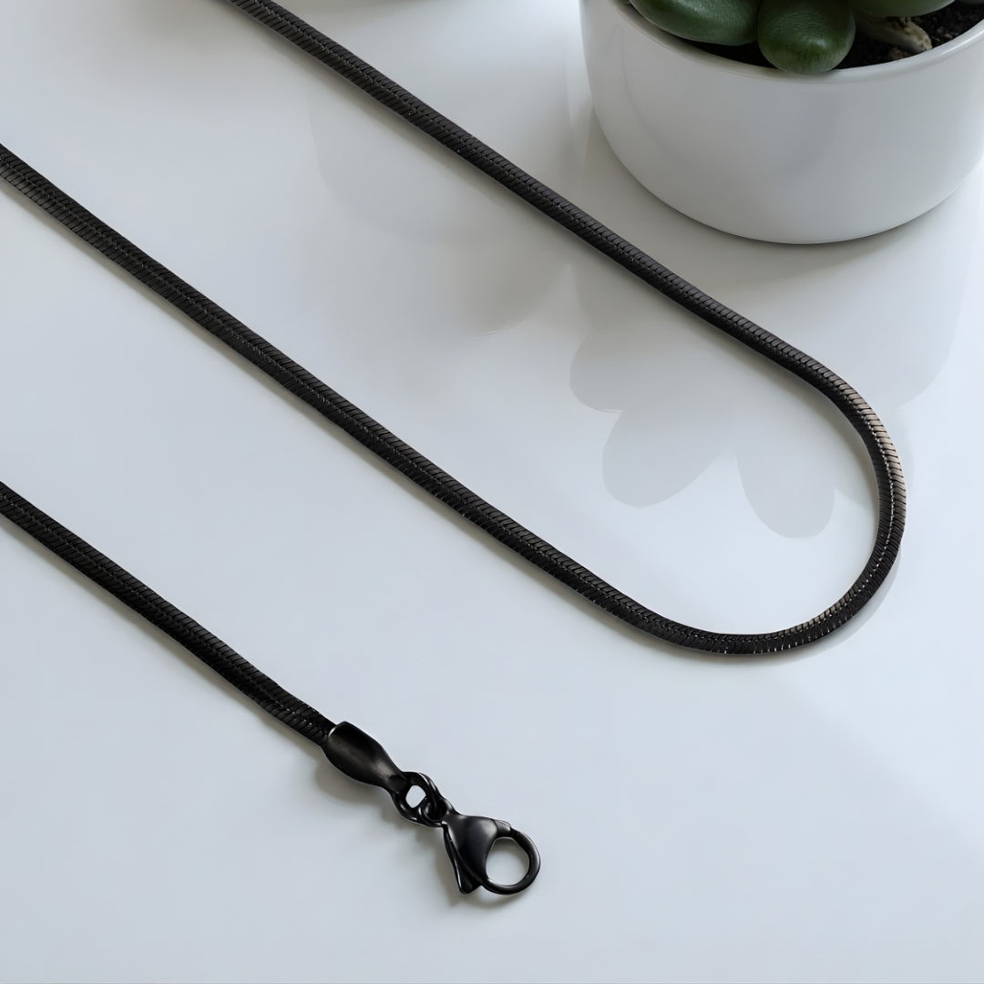 Chaine homme serpent plate variante noir