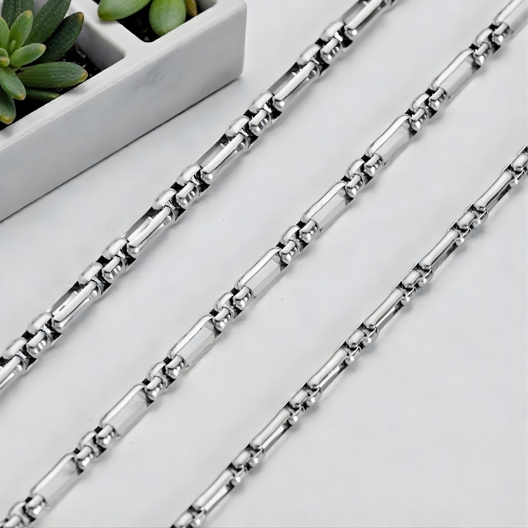 Chaine homme style maille Rectangle FIGARO argent dimensions