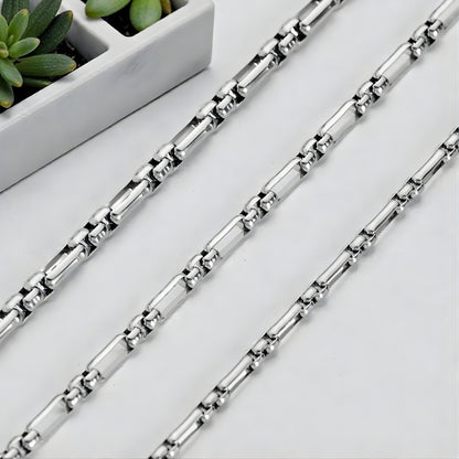 Chaine homme style maille Rectangle FIGARO argent dimensions