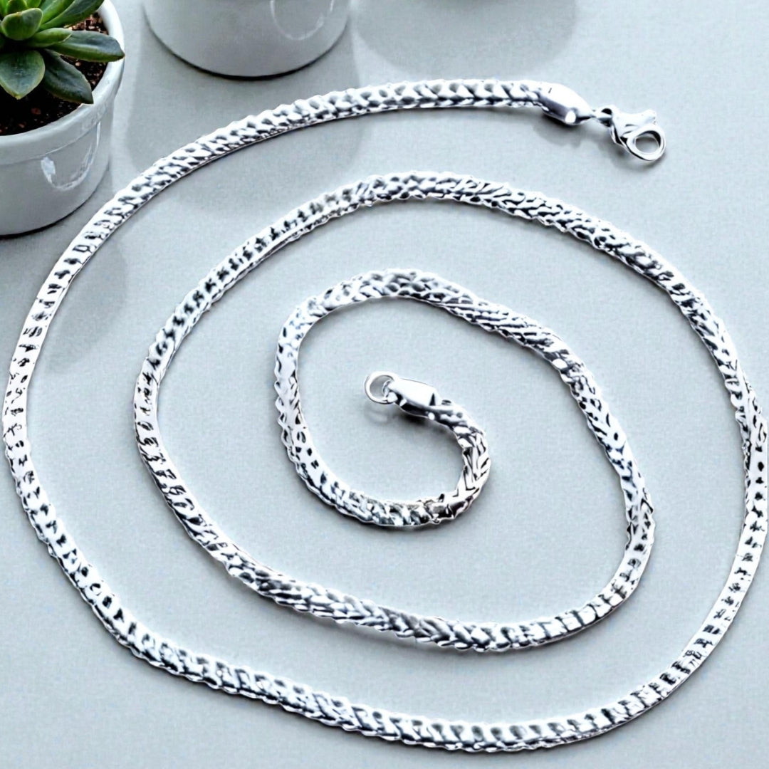 Chaine homme tressee maille Franco 3mm argent variante