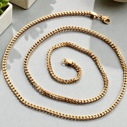 Chaine homme tressé maille Franco 3mm dore variante