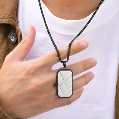 Collier- homme- pendentif PLAQUETTE LUXE II™-MILLITAIRE-ARGENT-HOMME-MAIN