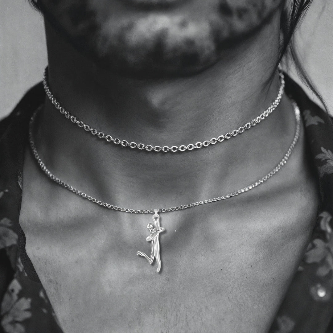 Collier homme- collier femme- couple- pendentif COUPLE AMOUREUX II™ argent argent ras le cou 