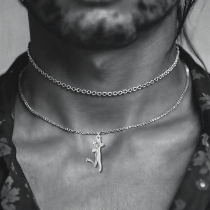 Collier homme- collier femme- couple- pendentif COUPLE AMOUREUX II™ argent argent ras le cou 