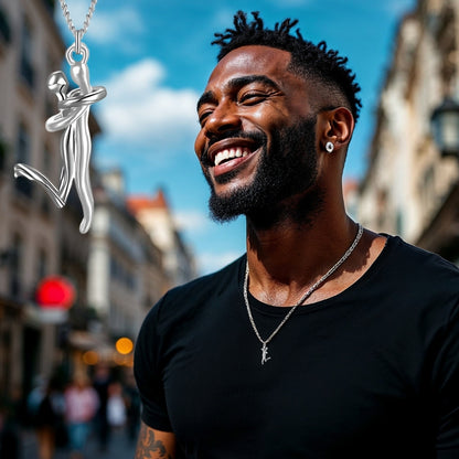 Collier homme- collier femme- couple- pendentif COUPLE AMOUREUX II™ argent argent t-shirt noir homme noir