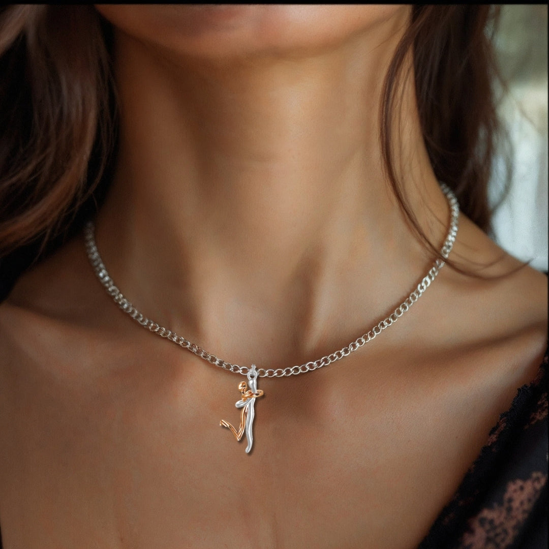 Collier homme- collier femme- couple- pendentif COUPLE AMOUREUX II™ argent rose femme