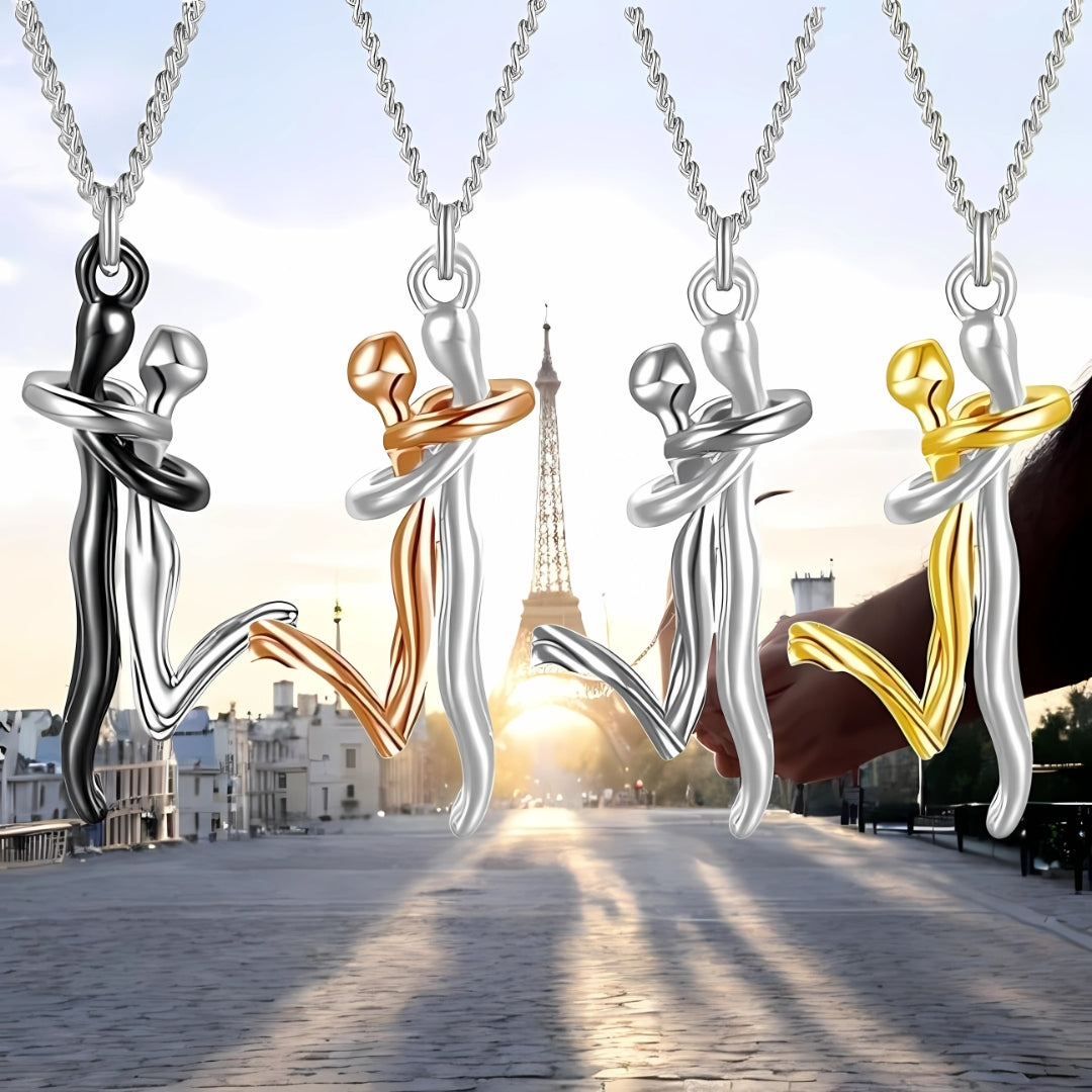 Collier homme- collier femme- couple- pendentif COUPLE AMOUREUX II™ quatre couleurs tour Eifel