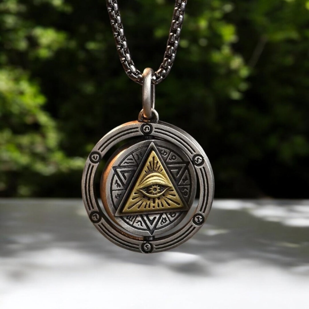 Collier homme- pendentif L'œil d'Horus NECKORUS™ presentation nature oeil tourne